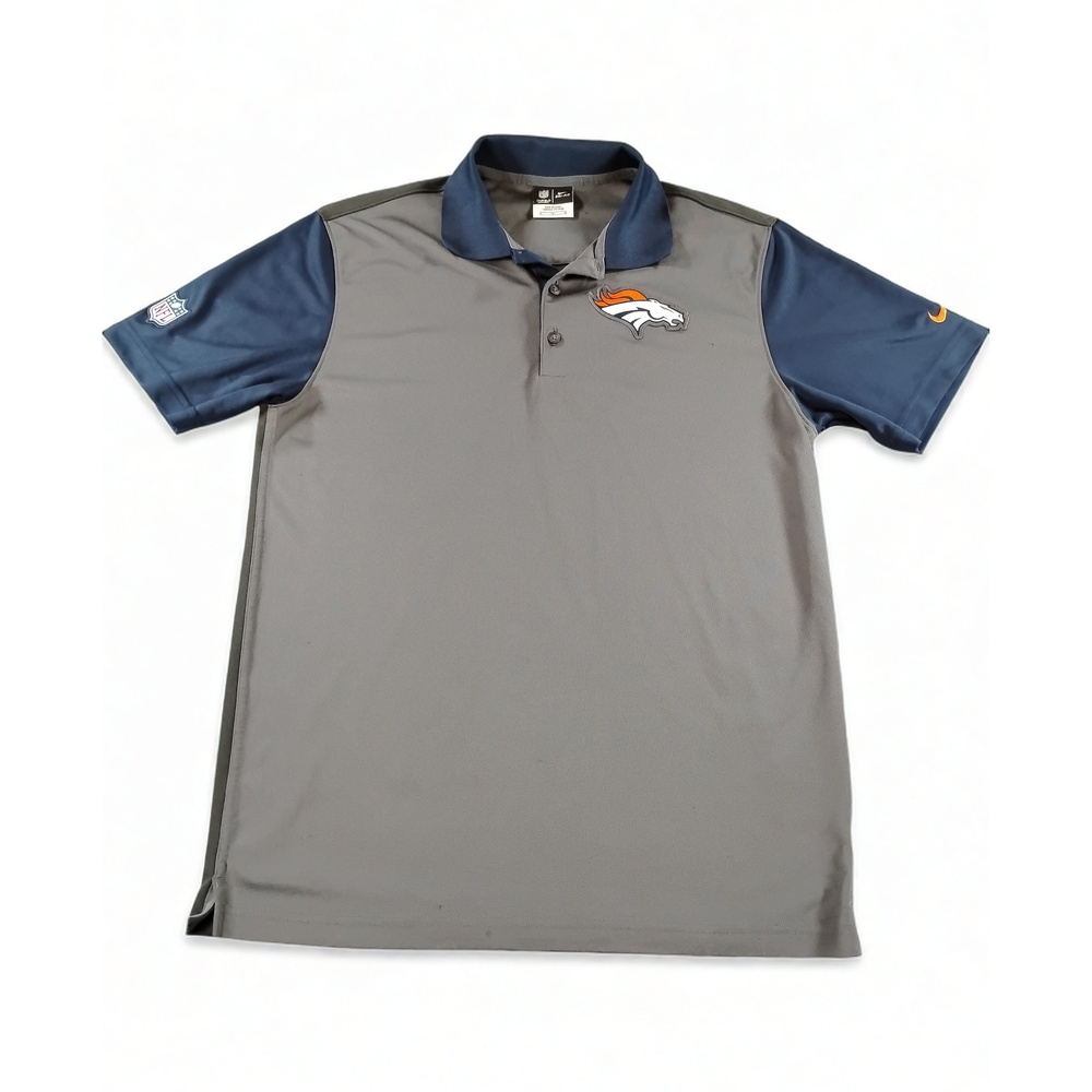 Nike Denver Broncos Mens M Polo Shirt Dri-FIT NFL Sideline Short Sleeve Jersey